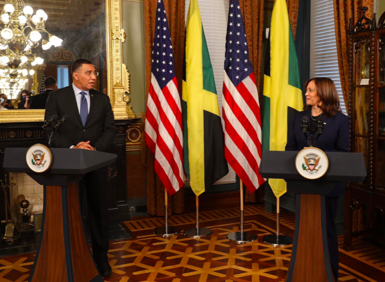 Jamaican Prime Minister Holness joins Vice President Harris for bilateral talks