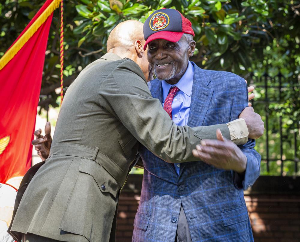Gen. Michael Langley with retired Sgt. Maj. Willie Langley