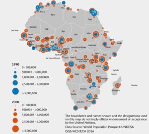 Map-showing-the-largest-cities-by-population-in-Africa